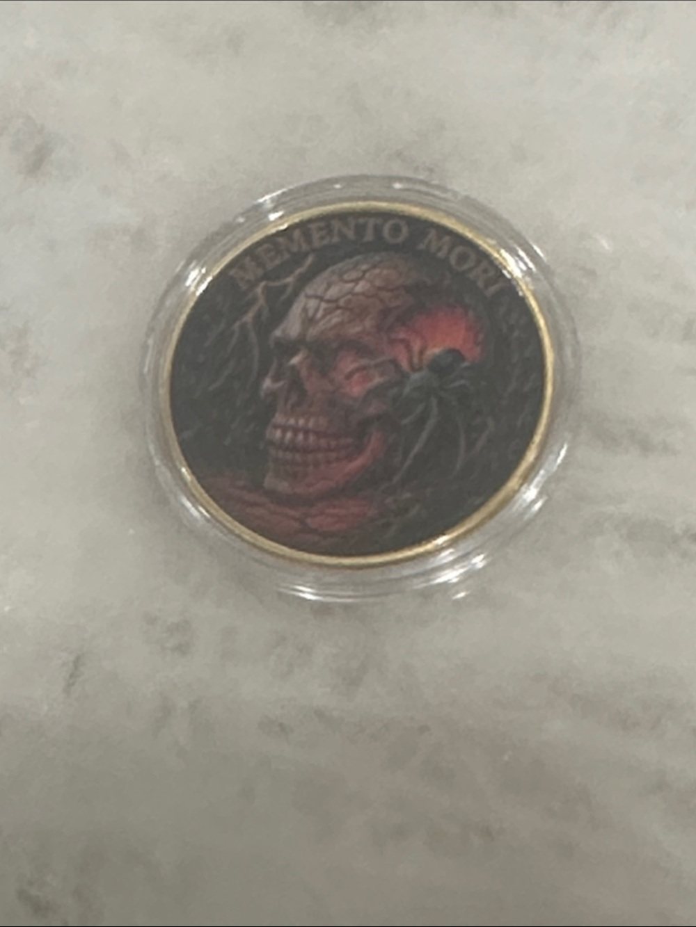 Memento Mori Skull Token in Black and Red